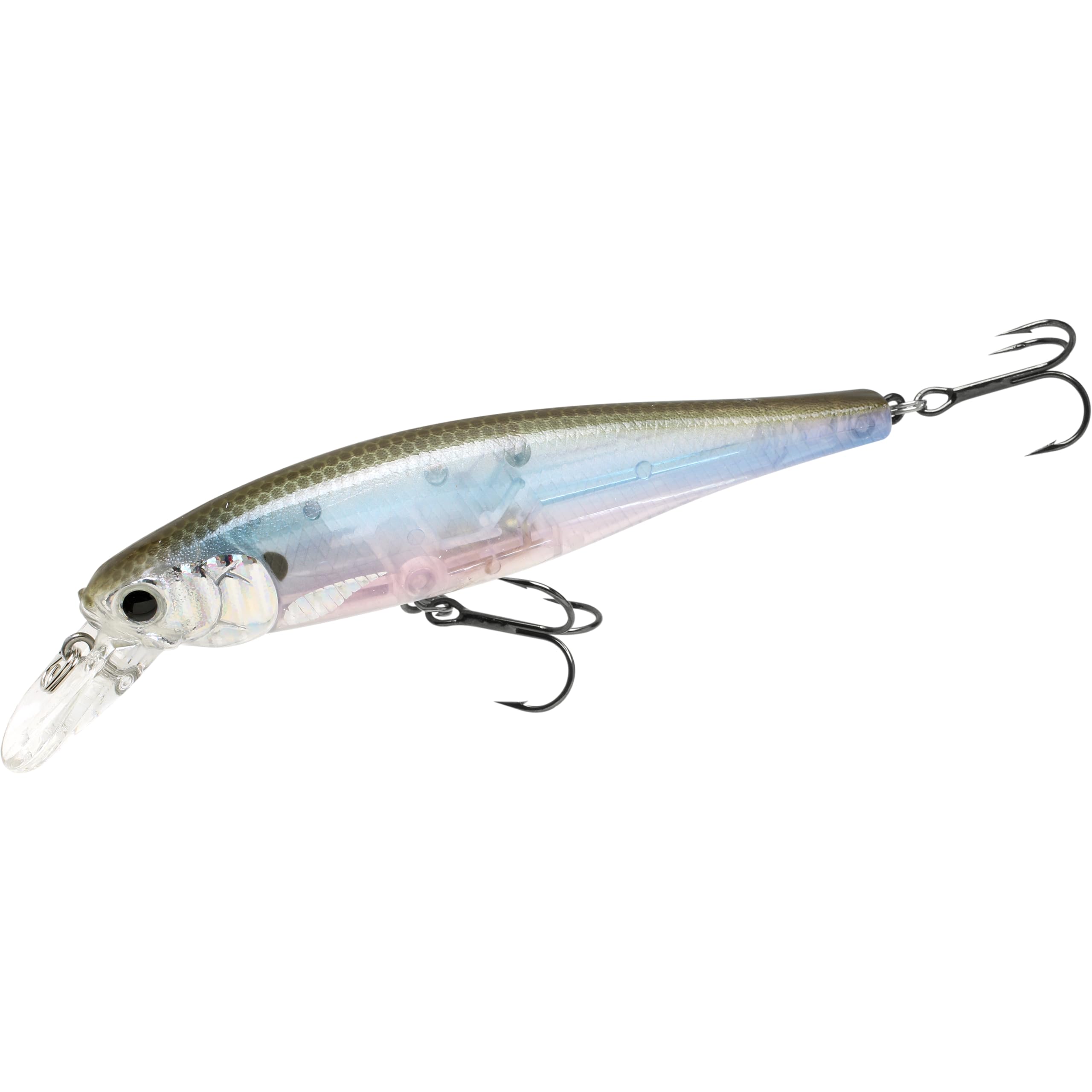 LUCKY CRAFT Pointer 100 with 283 Silver Cheek Ghost Minnow finish attracts bass in clear water