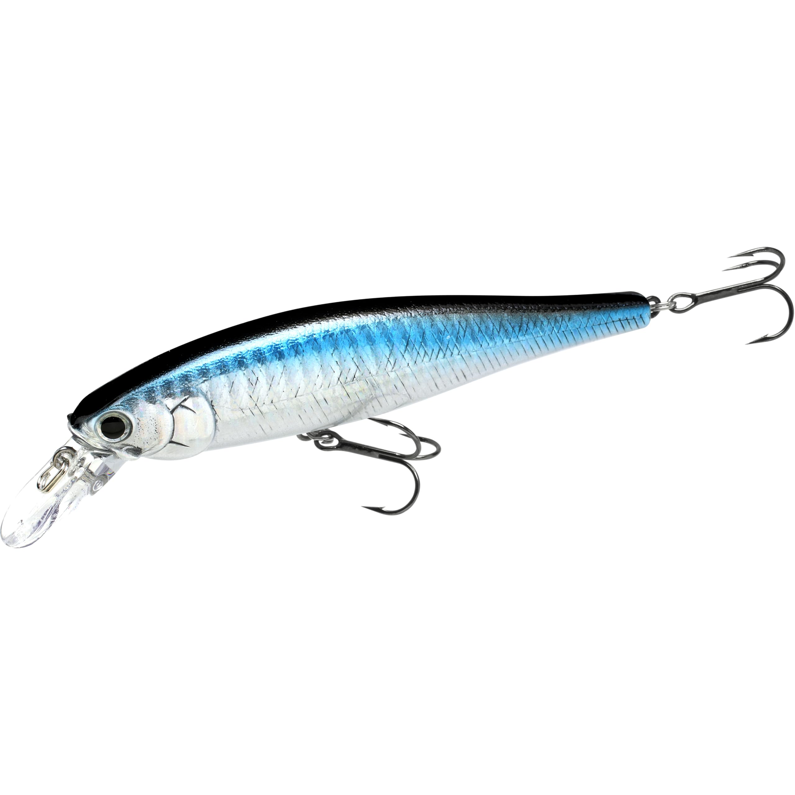 LUCKY CRAFT Pointer 100 Zebra Aurora Black front view showcasing lifelike baitfish action for bass