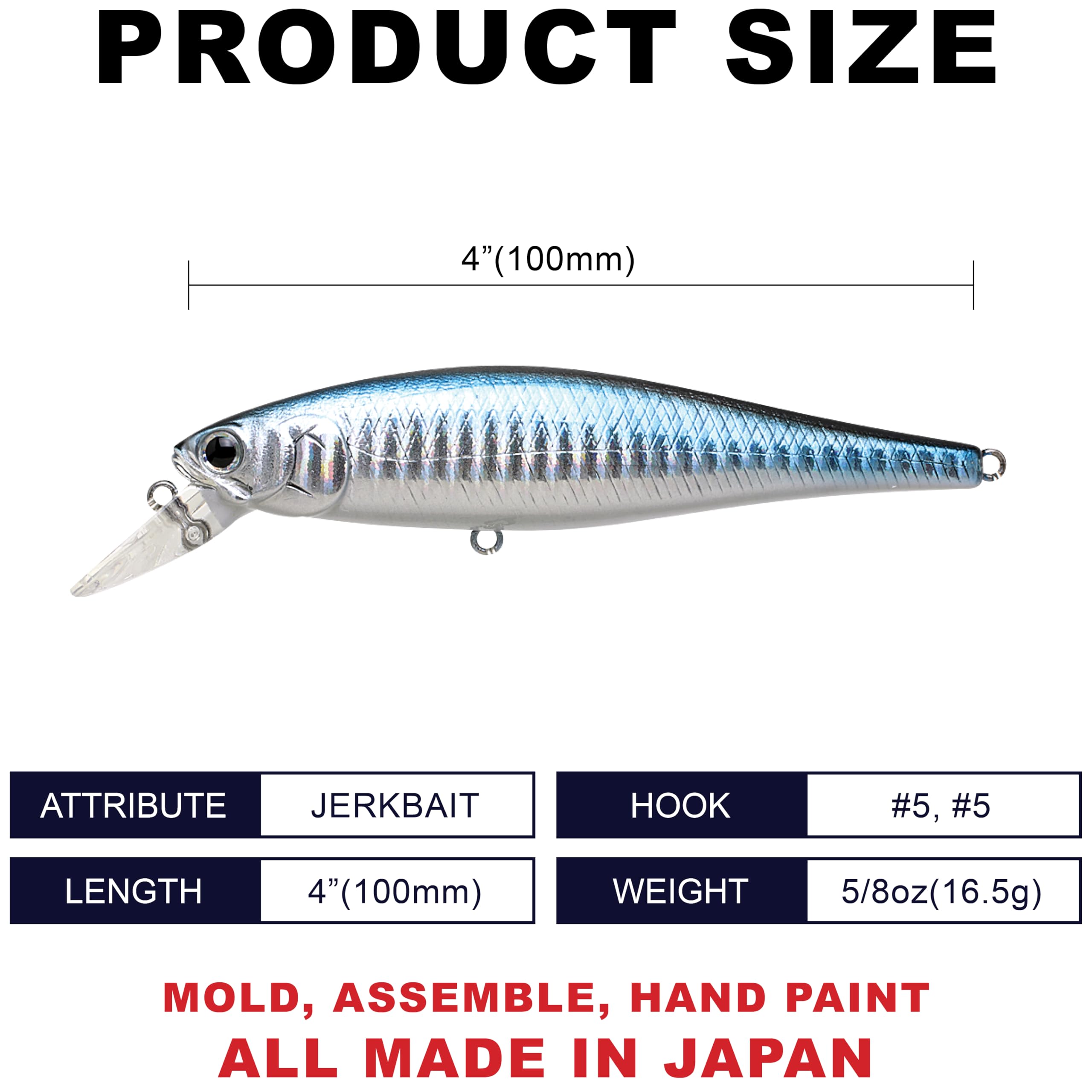 LUCKY CRAFT Pointer 100 Zebra Aurora Black side profile highlighting side-to-side motion underwater