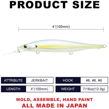 LUCKY CRAFT Pointer 100DD chartreuse shad precision cast for extended casting distance