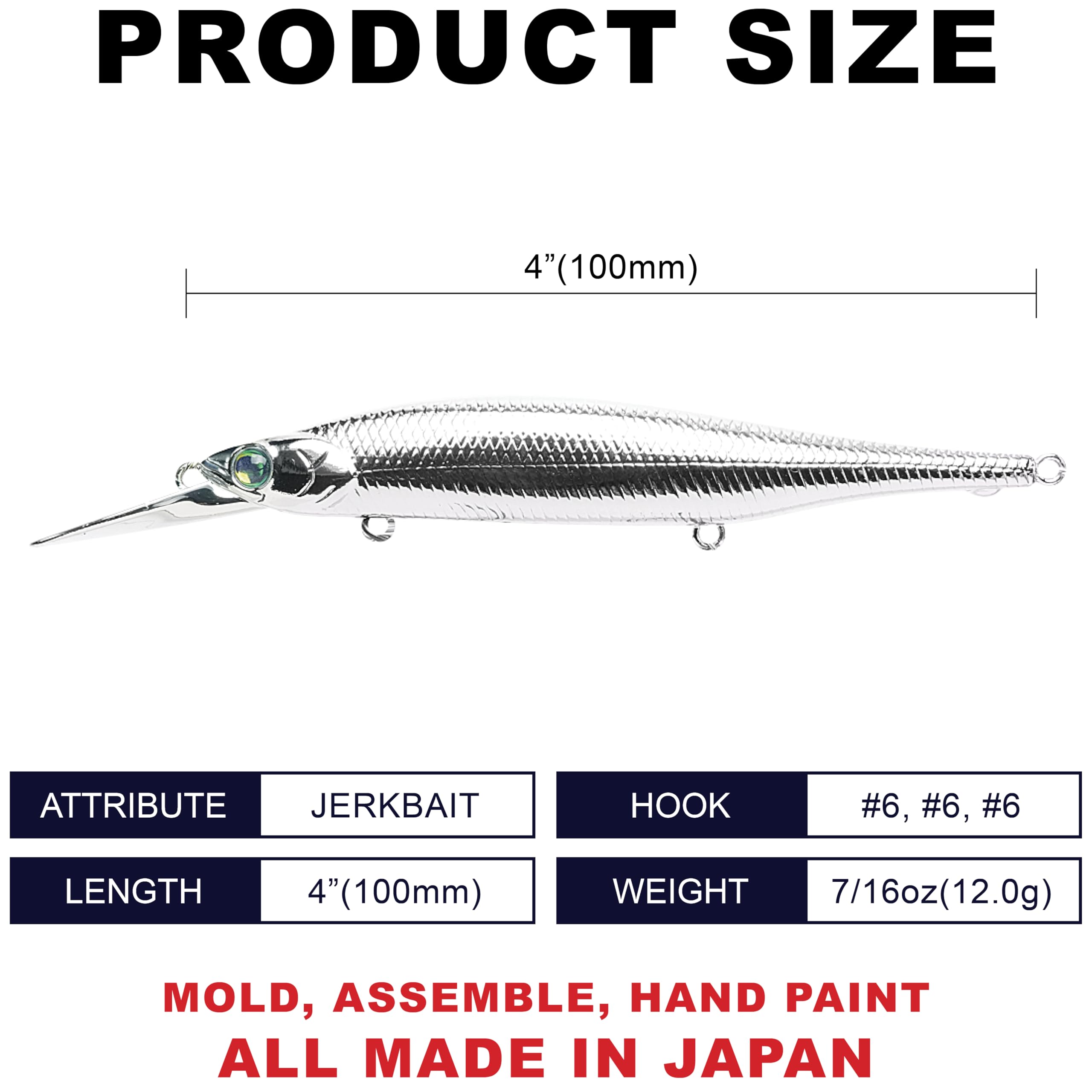 LUCKY CRAFT Pointer 100DD side profile demonstrates balance for stable under-ice presentations.