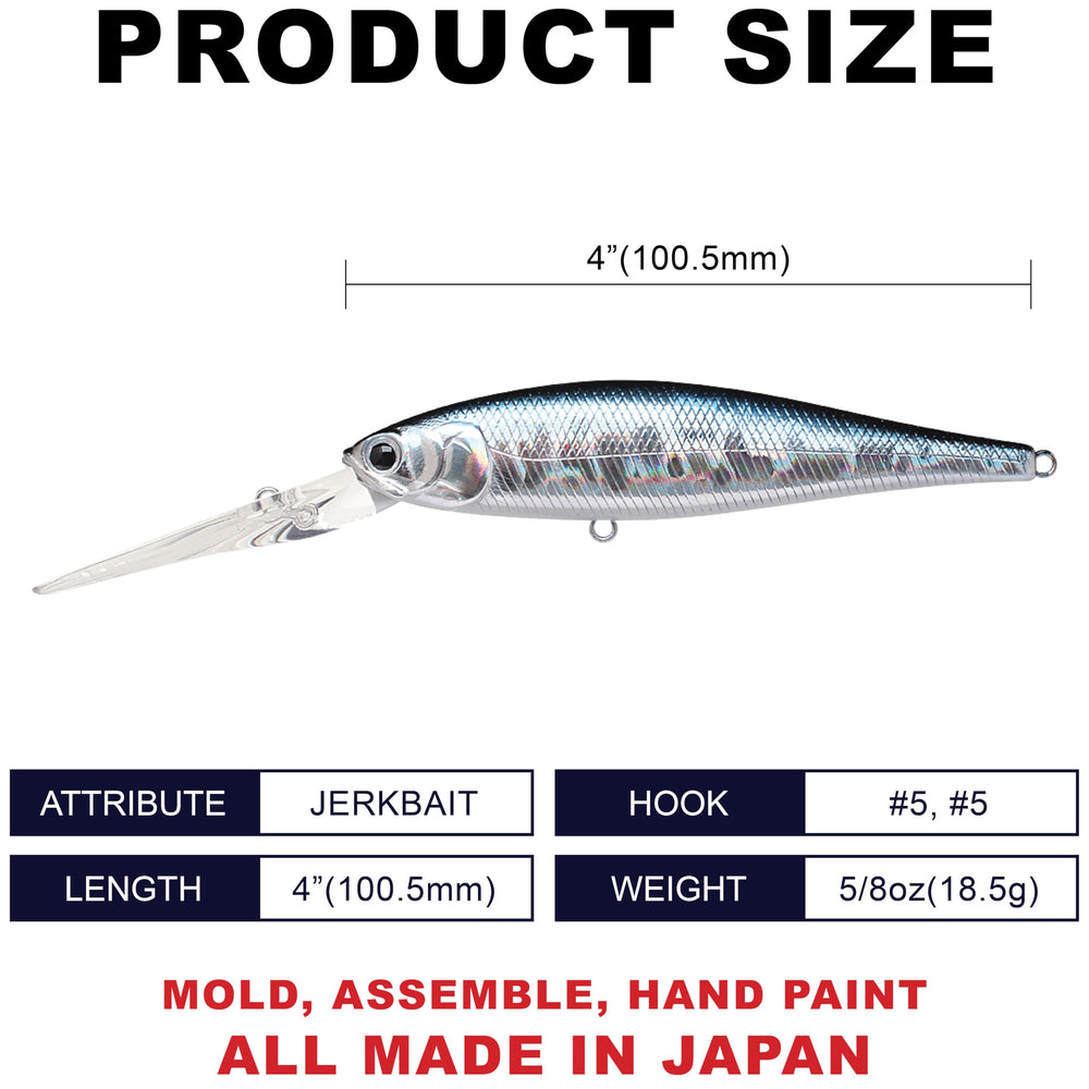 Lucky Craft Pointer 100XD aurora black side view with tight wobble action