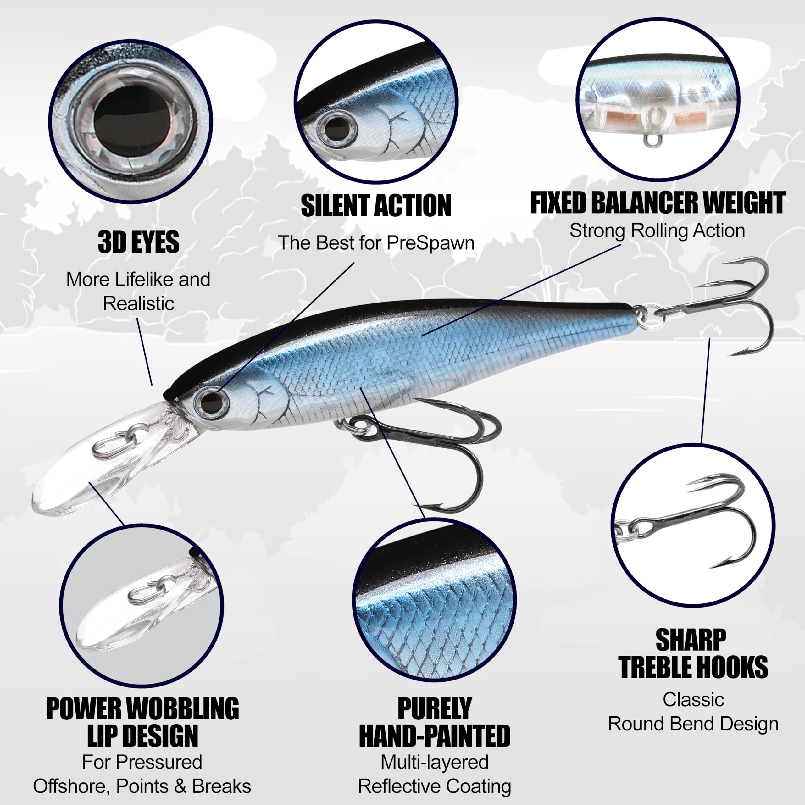 LUCKY CRAFT Pointer 238 Ghost Minnow closeup reveals premium hand-painted finish.