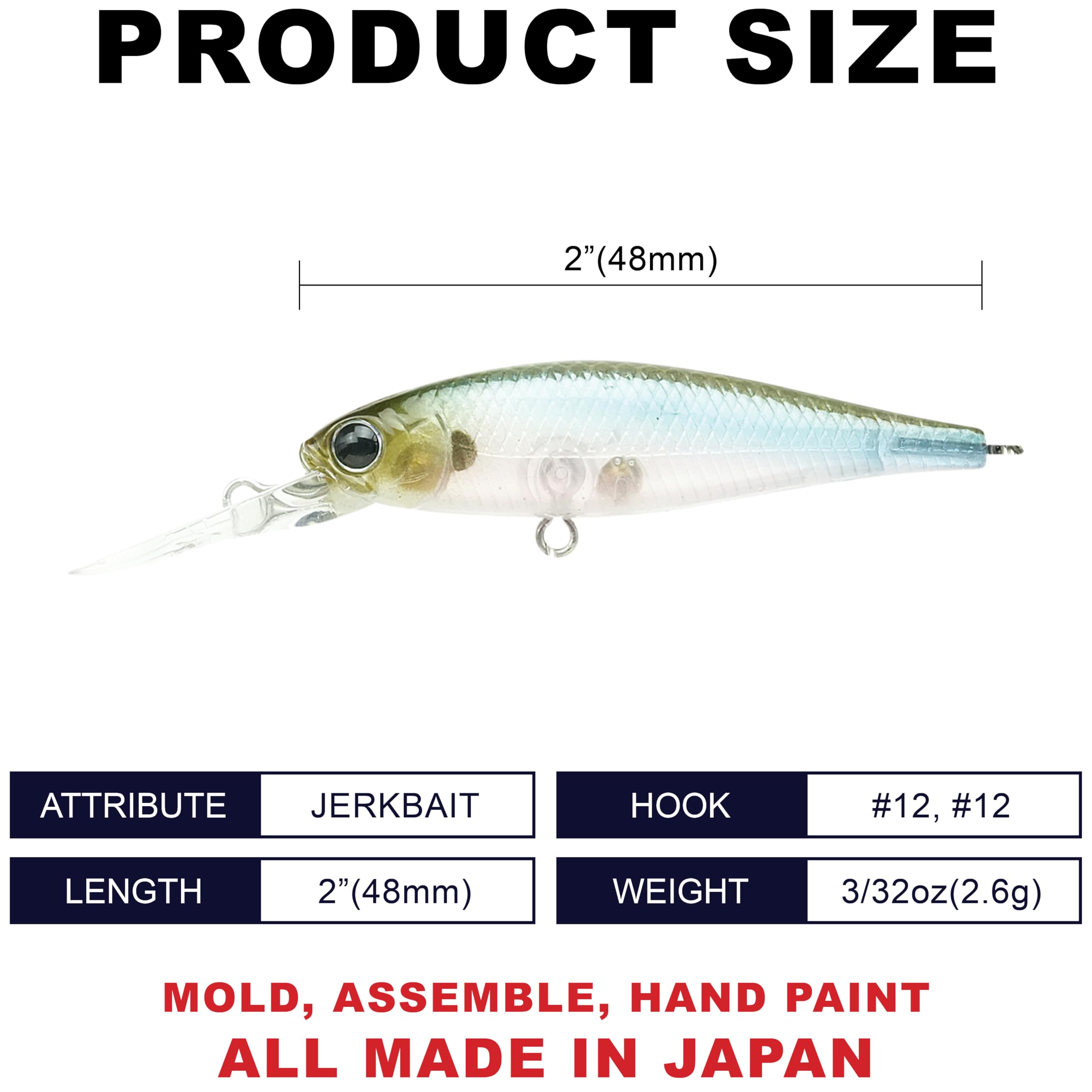 Pointer 48DD 2-inch deep-diving suspending jerkbait in water