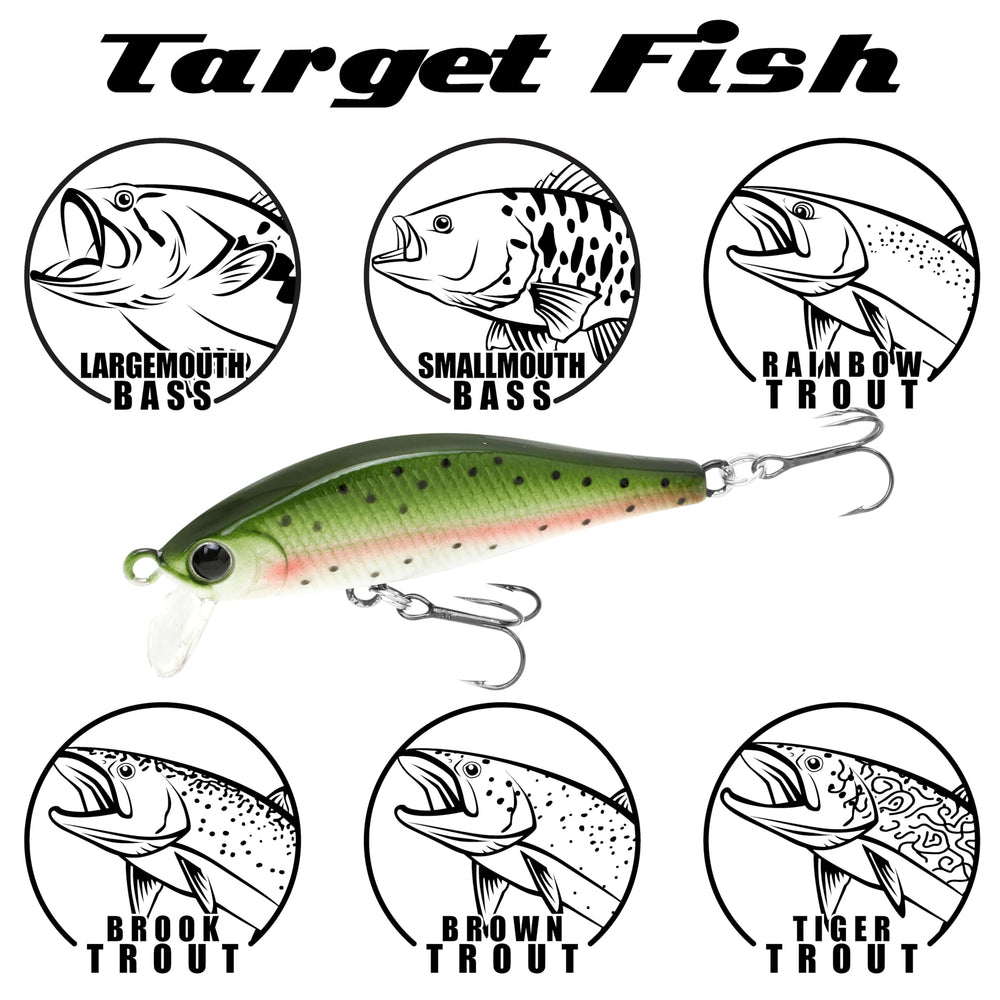 LUCKY CRAFT Pointer 50S compact stream profile enables stealthy casts in tight runs.
