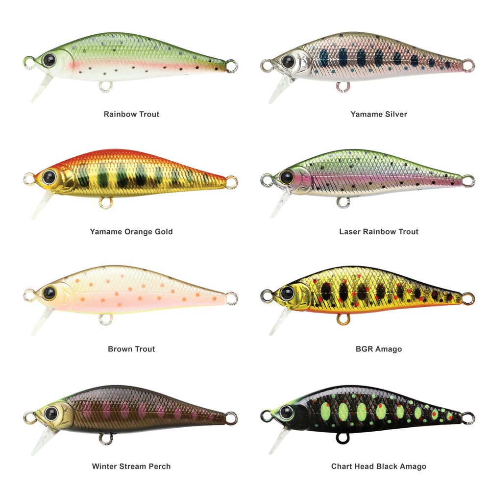 LUCKY CRAFT Pointer 50S hologram coating sparkles, attracting trout in clear streams.