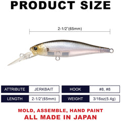 LUCKY CRAFT Pointer 65DD mid-depth dive showcasing suspended jerkbait motion.