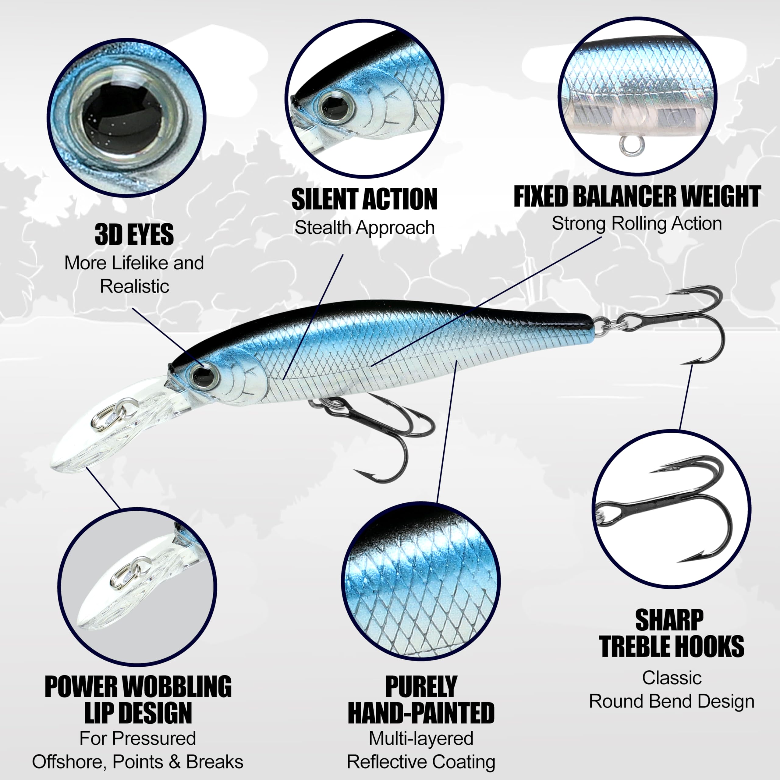 LUCKY CRAFT Pointer 65DD with sharp trebles enhancing hook-ups.