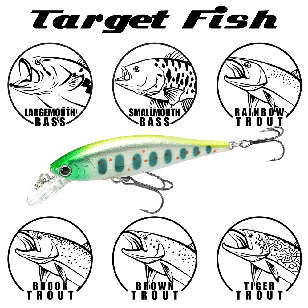 Diving depth up to 5 ft for the sinking lure