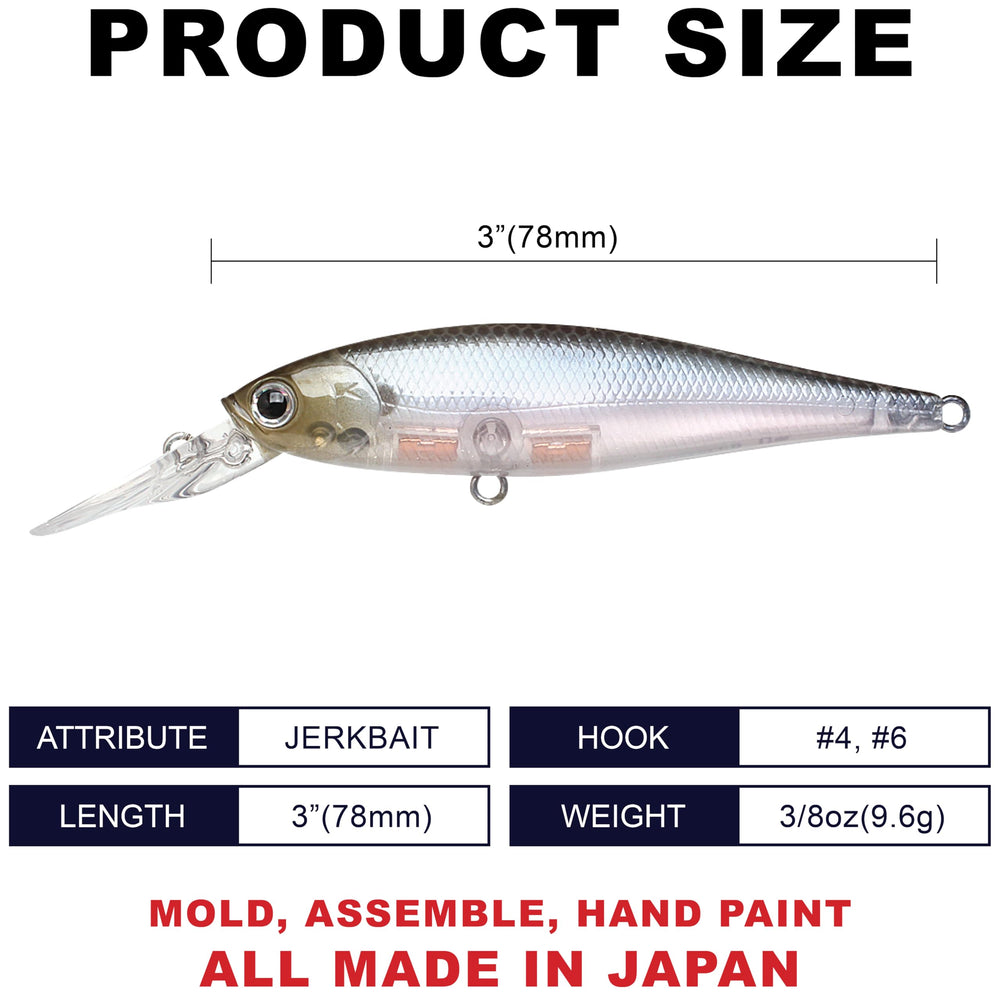 LUCKY CRAFT Pointer 78DD suspending lure demonstrates pause-triggered bite potential.