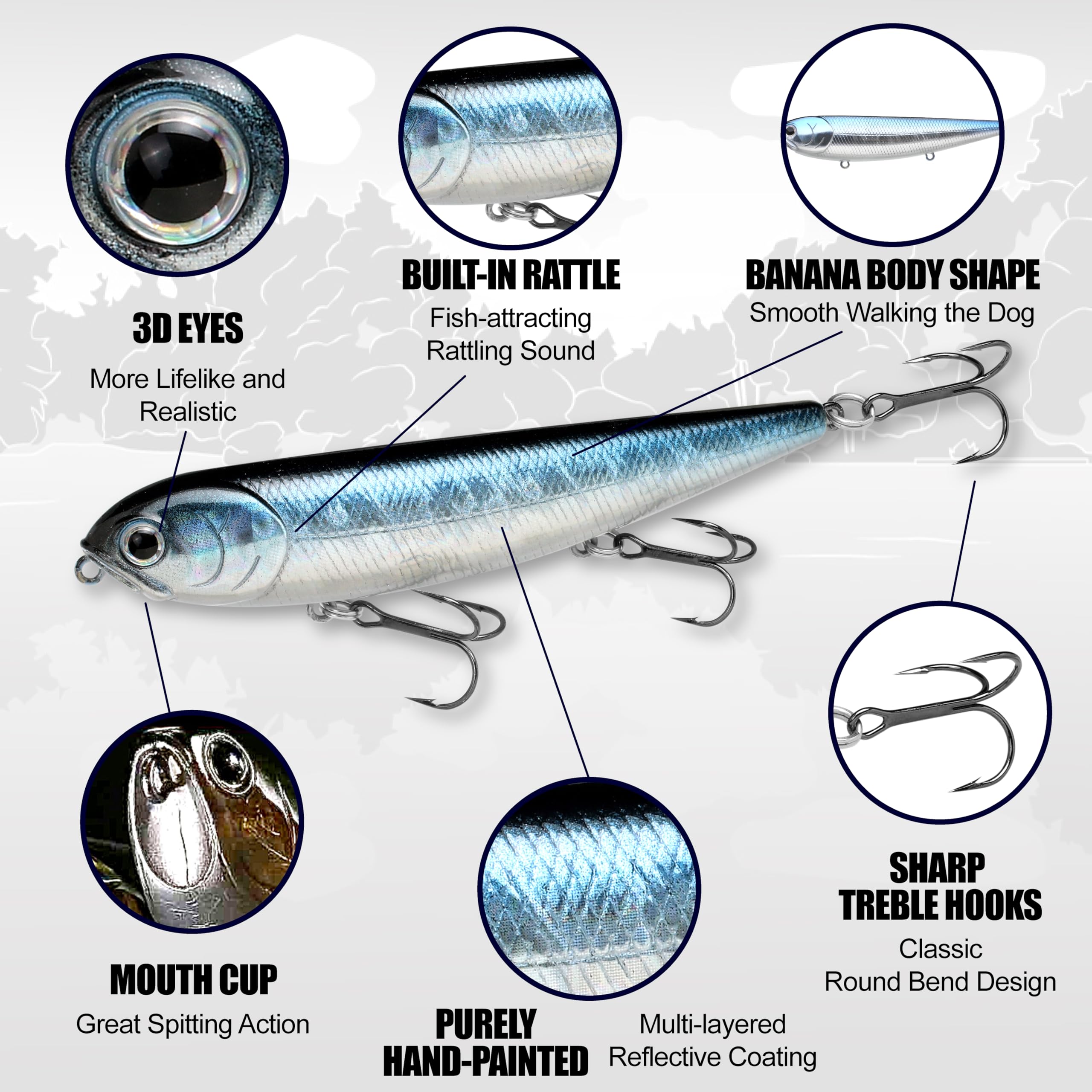 LUCKY CRAFT Sammy 105 lure with 3 hooks improves hookups