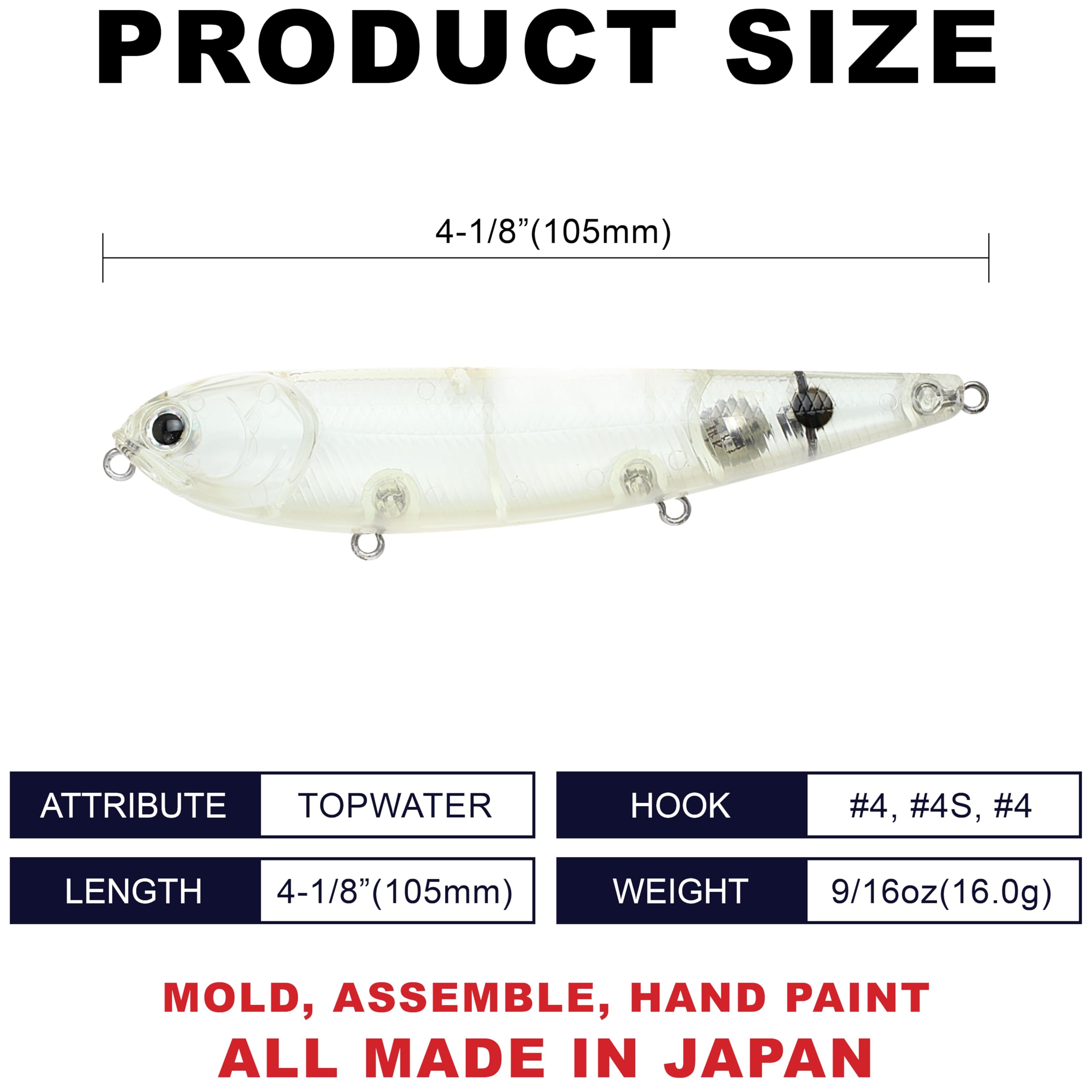 Lucky Craft Sammy 105 side profile shows walk-the-dog action for active bass