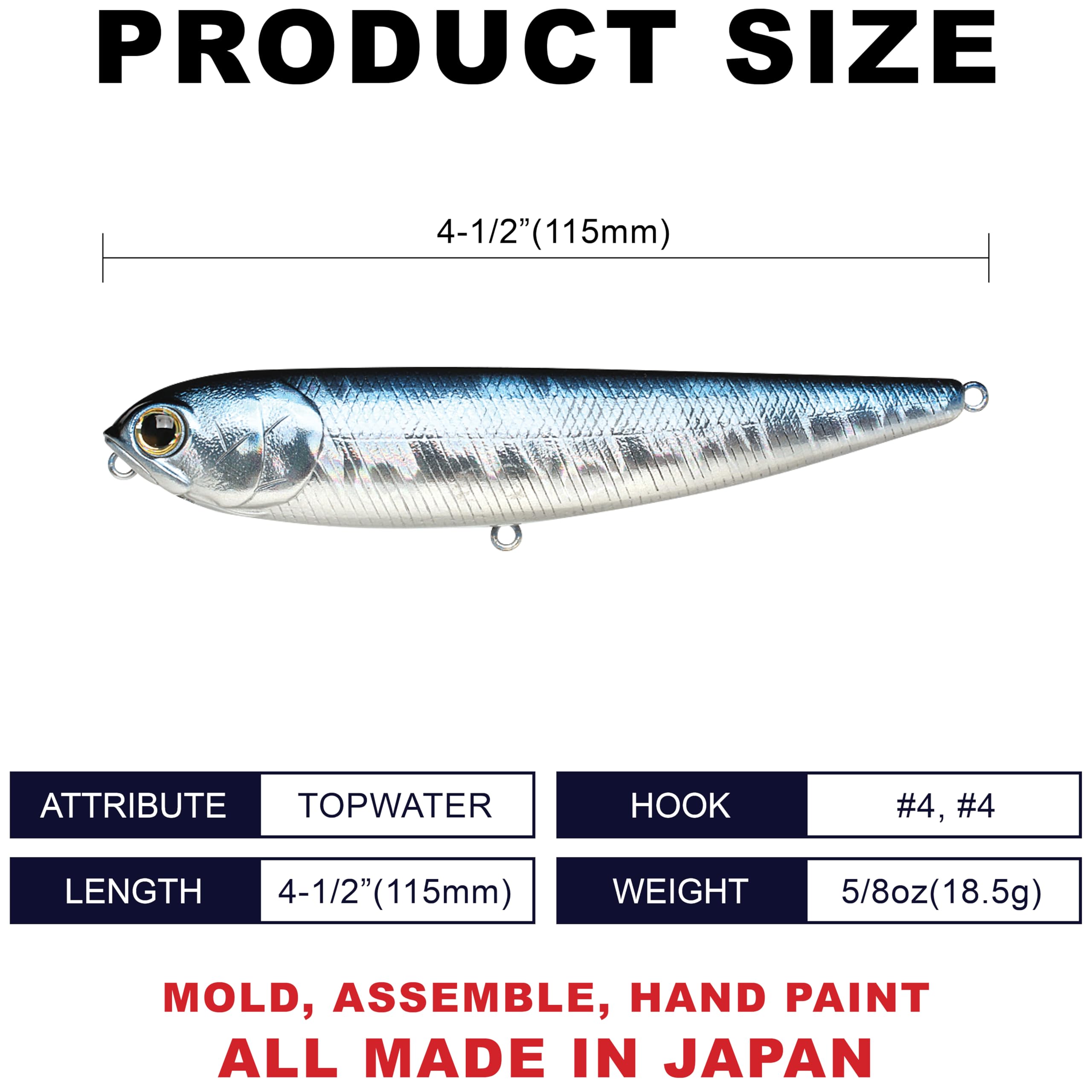 Lucky Craft Sammy 115 flat sitting topwater design creates steady surface noise to draw bites
