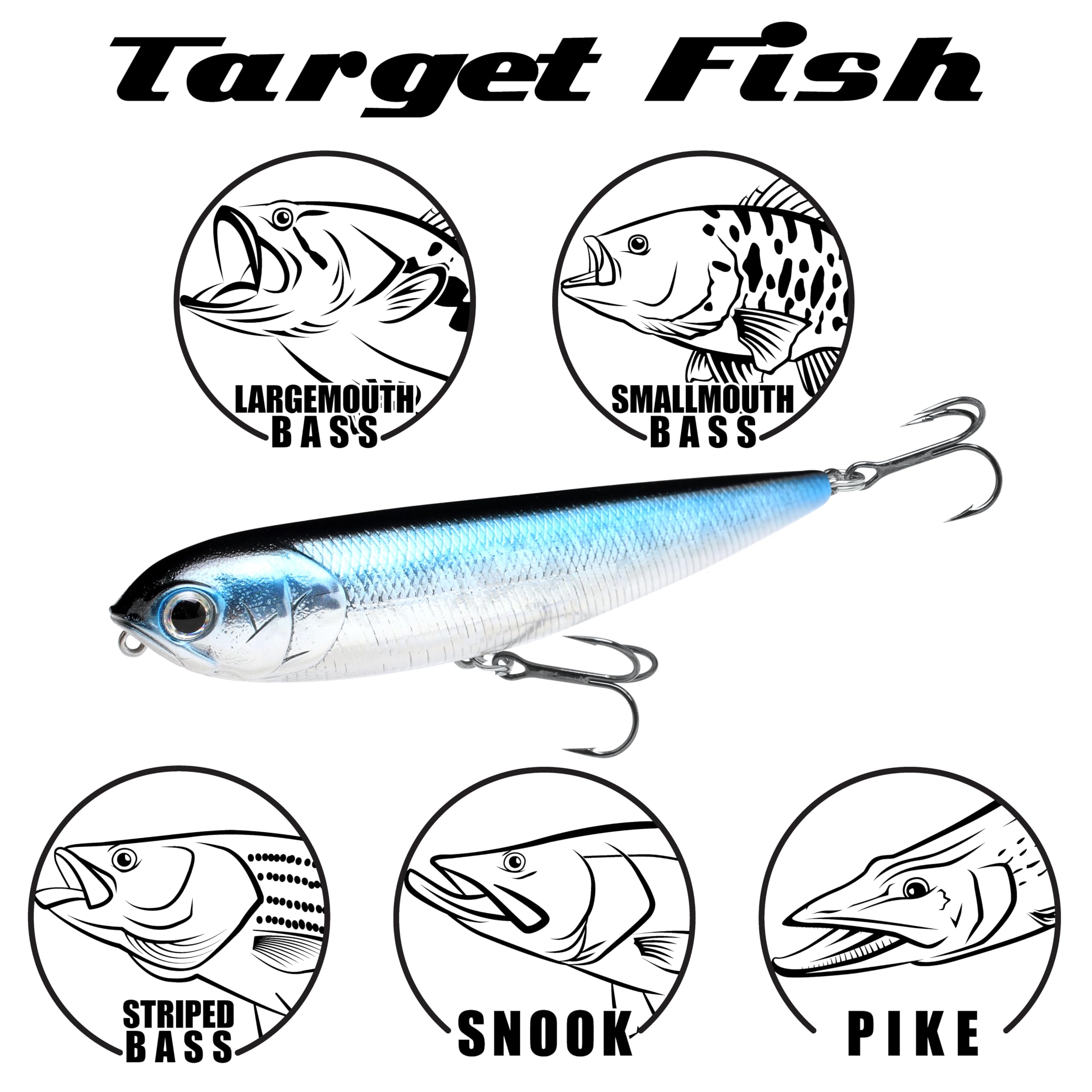 Bass and trout fishing setup featuring Sammy 115 lure