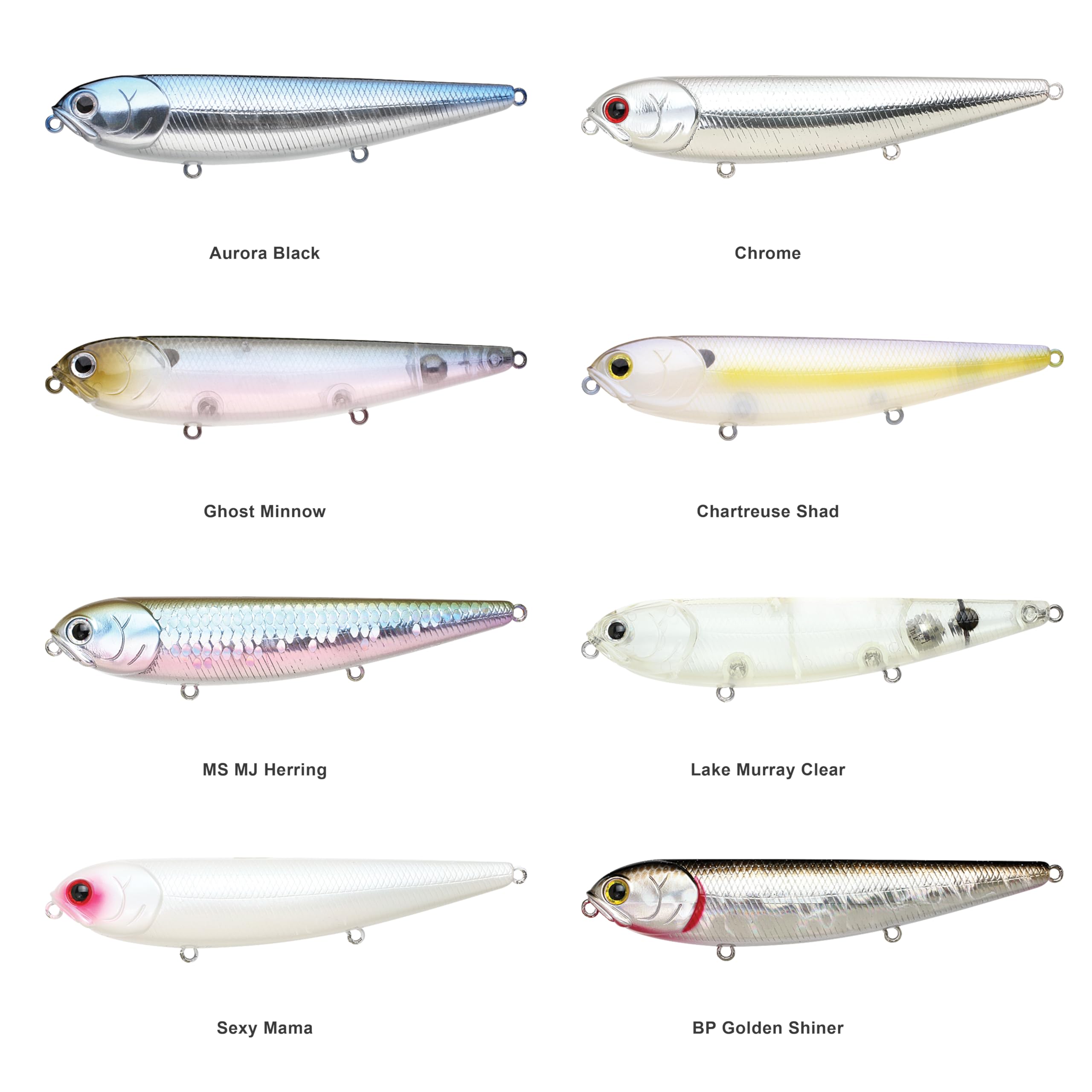 LUCKY CRAFT Sammy105 tail-weighted balanced body supports easy walk-the-dog retrieves.