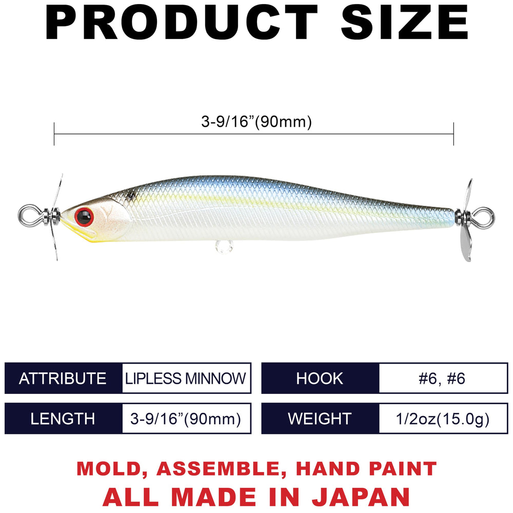 Lucky Craft Screw Pointer 90 – 183 Pearl Threadfin Shad top view