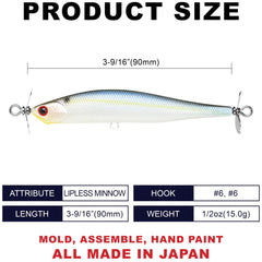 Lucky Craft Screw Pointer 90 – 183 Pearl Threadfin Shad top view
