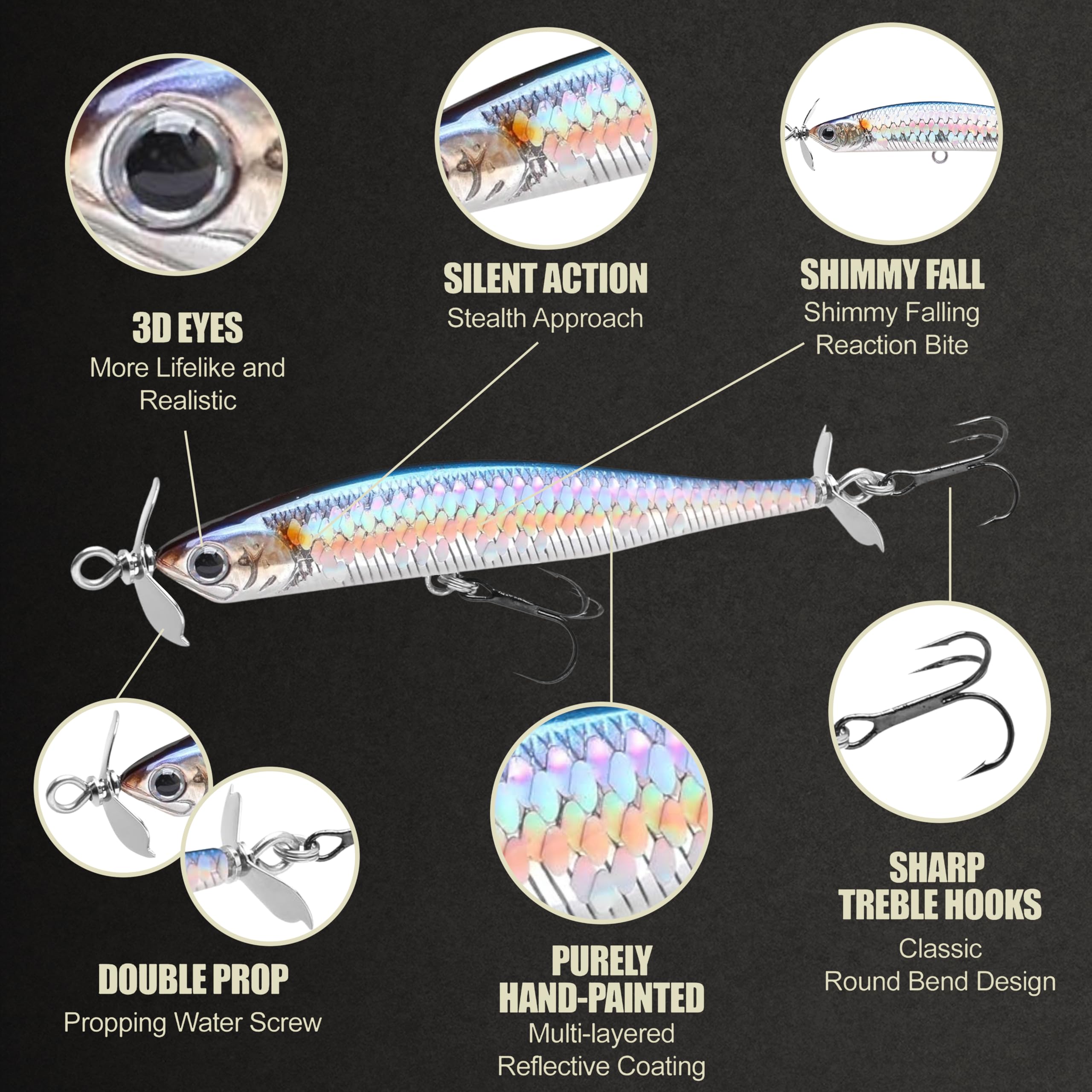 LUCKY CRAFT Screw Pointer back prop adds ripples for increased strike triggers.