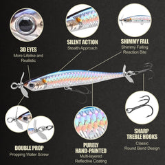 LUCKY CRAFT Screw Pointer back prop adds ripples for increased strike triggers.