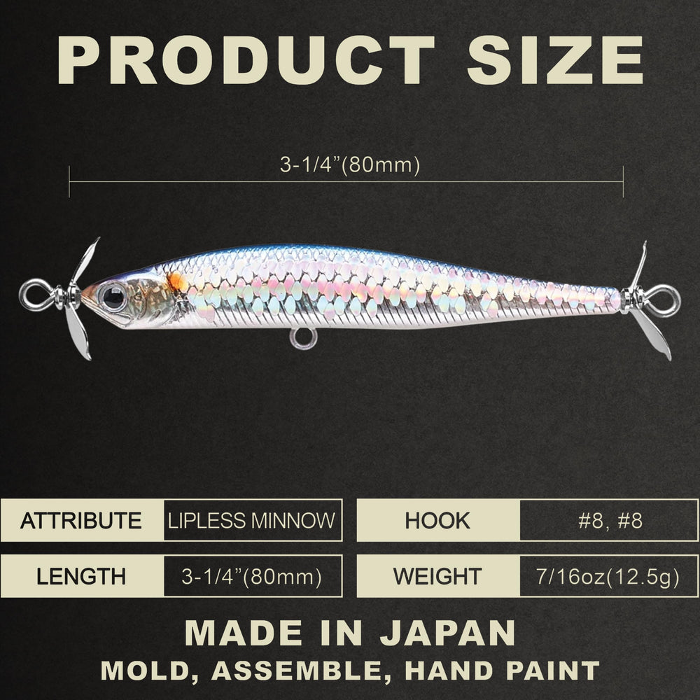 LUCKY CRAFT Screw Pointer front prop creates subtle water disturbance to attract bass.