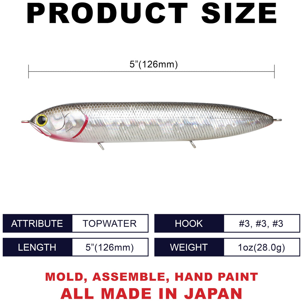 LUCKY CRAFT Super Sammy 126 side view emphasizing balanced buoyancy for long casts.