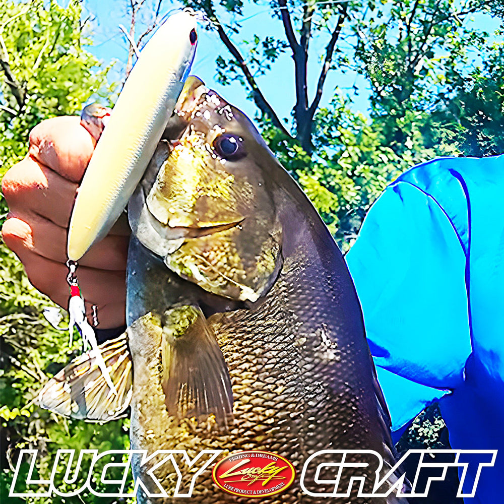 LUCKY CRAFT Super Sammy 126 water-action view showing surface wake and lure cadence.