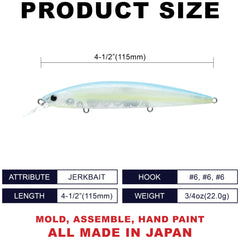 Realistic side-to-side wobble and erratic darting action of Surf Pointer 115MR