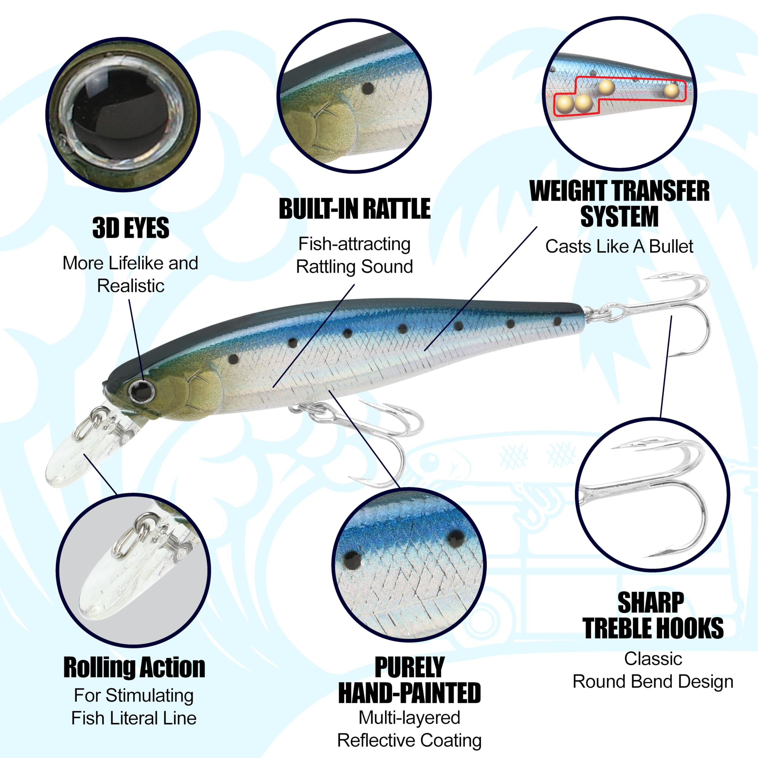 Lucky Craft SW Pointer 100S top view reveals glow finish for visibility.
