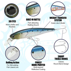 Lucky Craft SW Pointer 100S top view reveals glow finish for visibility.