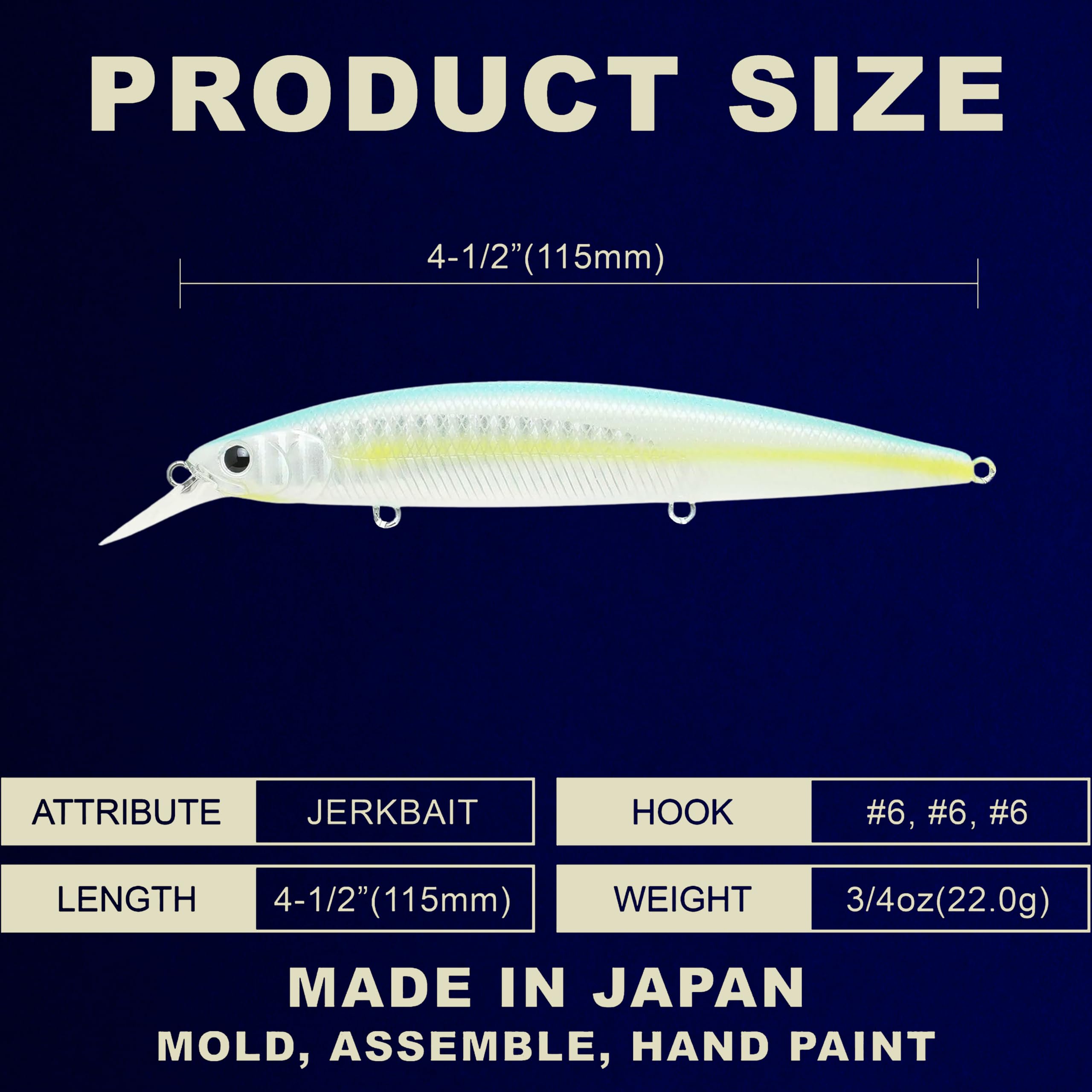 LUCKY CRAFT SW Surf Pointer 115MR 653 Super Glow OB Sexy Smelt lure angled view