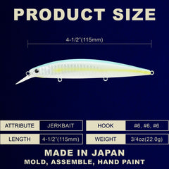 LUCKY CRAFT SW Surf Pointer 115MR 653 Super Glow OB Sexy Smelt lure angled view