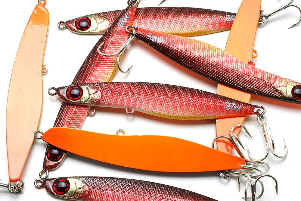 LUCKY CRAFT SW Wander 95 Glow Orange side view shows lifelike action to attract predators.