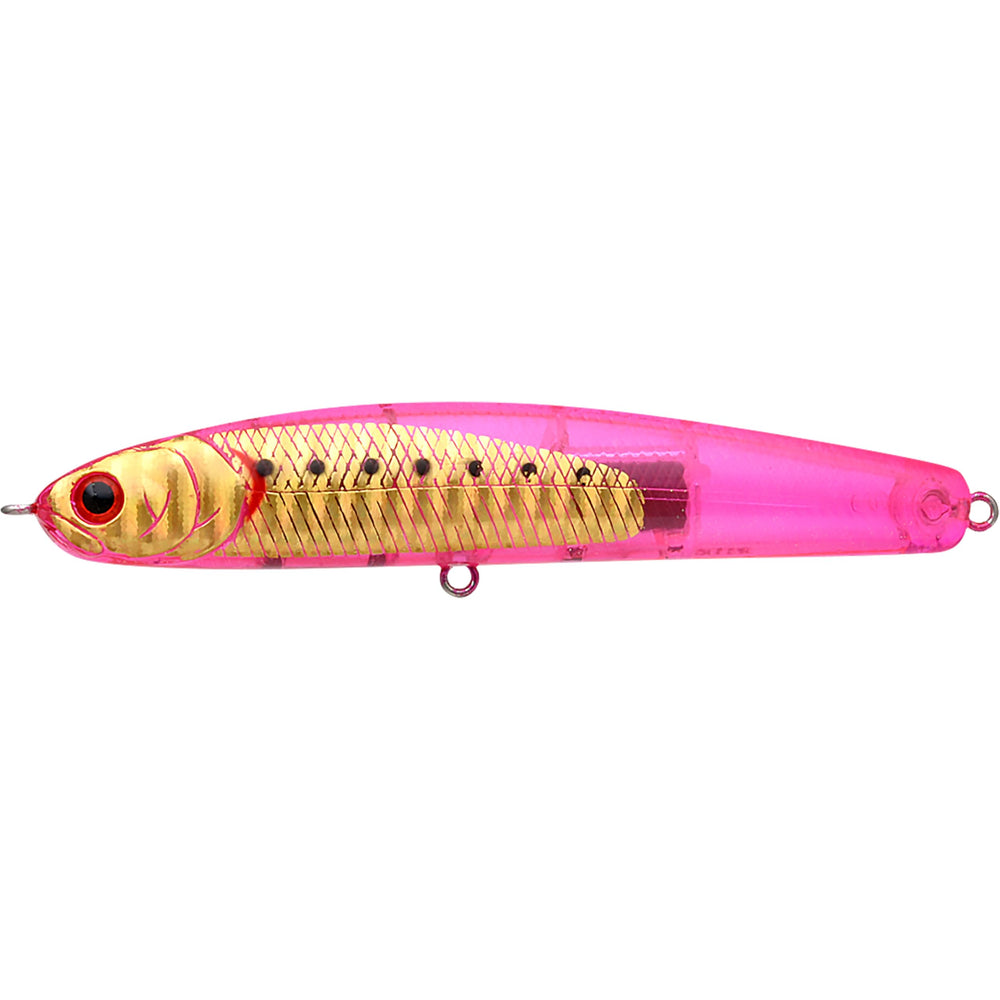 LUCKY CRAFT Wander 95 ghost pink gold sardine close-up showing lifelike finish and visibility.