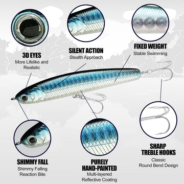 LUCKY CRAFT Wander 95 rolling swim mimics injured baitfish, drawing strikes on the retrieve.