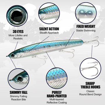 LUCKY CRAFT Wander Slim 110 hand-painted finish captures detail and visibility underwater.