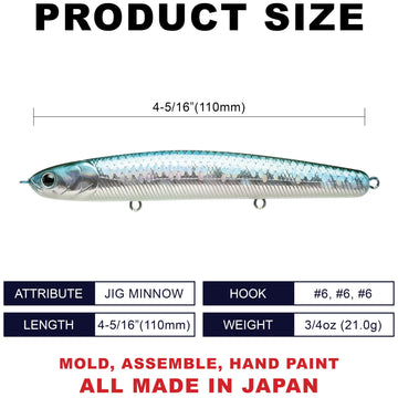 LUCKY CRAFT Wander Slim 110 herring front-angled shot highlights lifelike pattern and action.