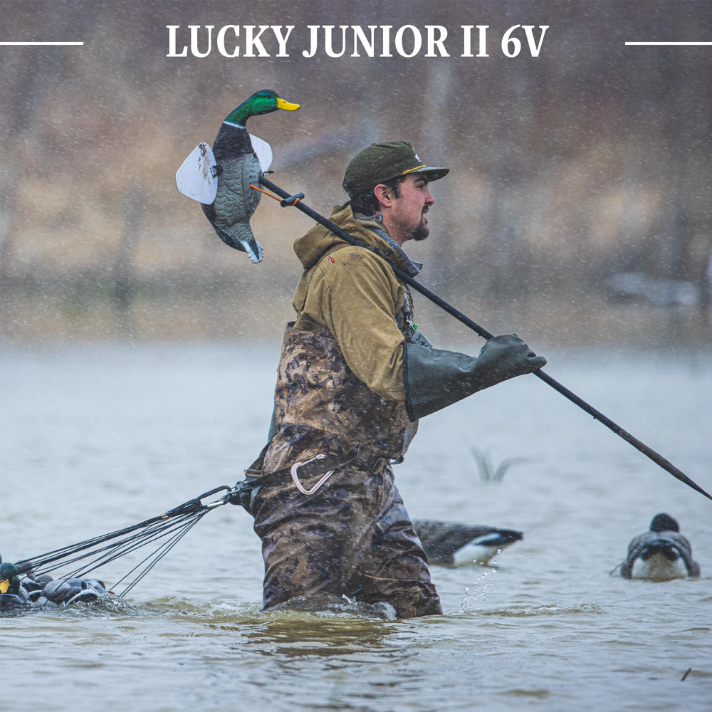 Lucky Duck Lucky Junior II 6V quick attach bungee for fast placement.