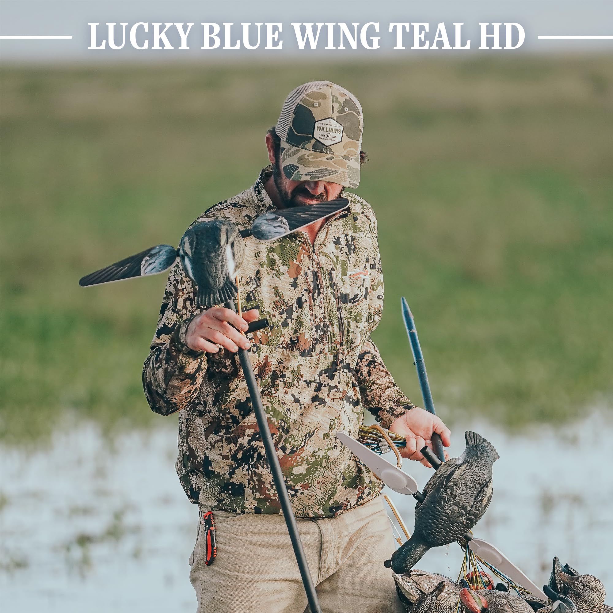 Lucky Duck three-piece 42-inch stakes setup demonstrates quick field deployment.