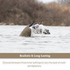 Lucky Duck water-disturbance effect simulates natural feeding activity on calm ponds.