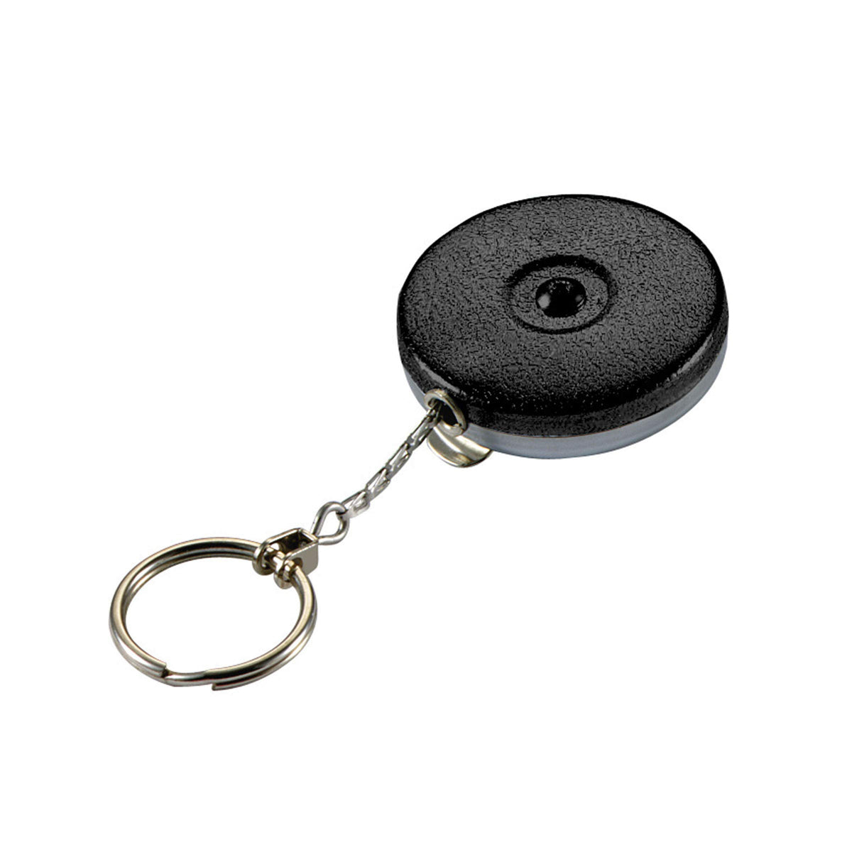Lucky Line Key Bak with 24-in retractor, black clip-on for secure key access.
