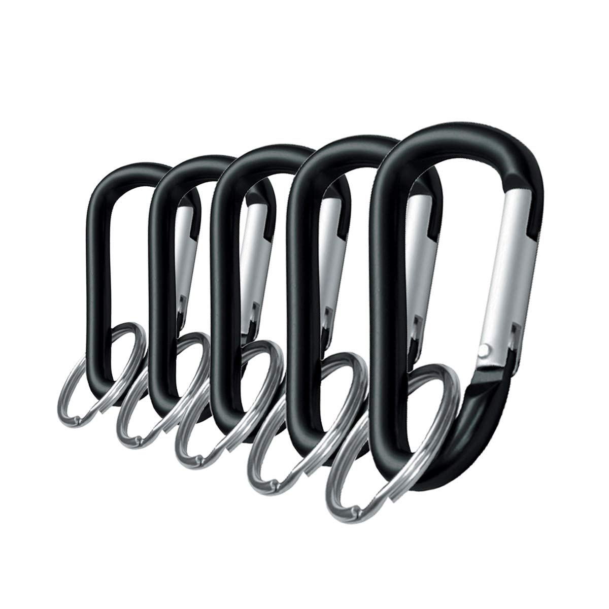 Lucky Line large aluminum carabiner clip in black for quick belt-loop attachment.