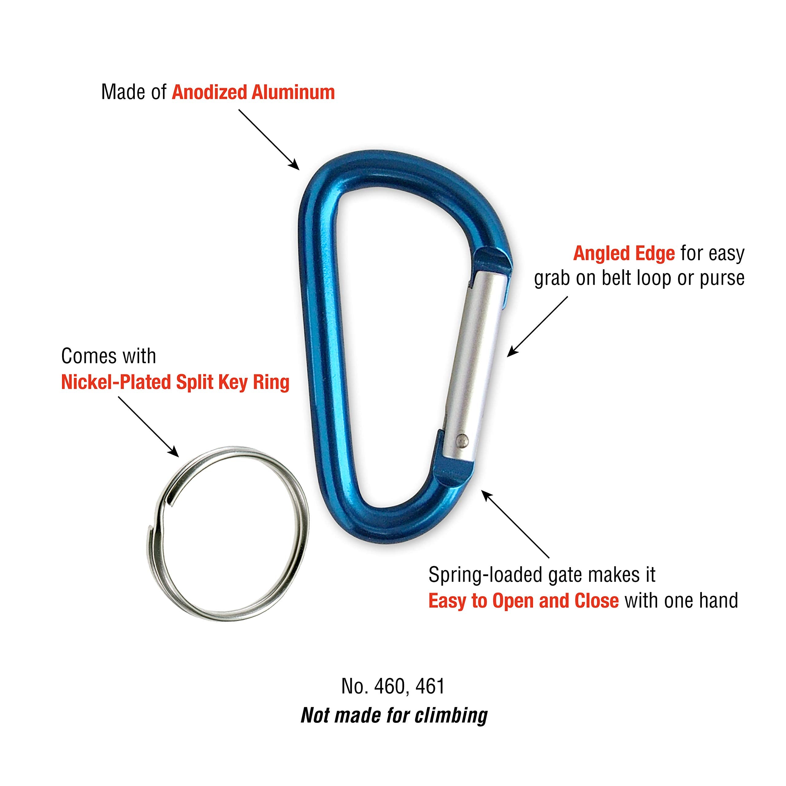 Lucky Line black C-shape carabiner for easy one-handed access to keys.