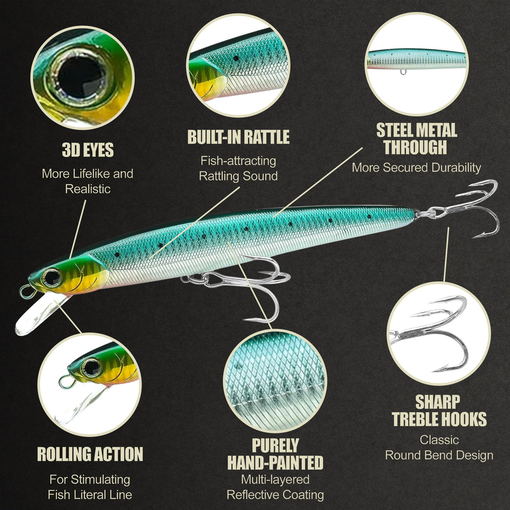LUCKY CRAFT FlashMinnow 190SR front view highlighting slim minnow profile