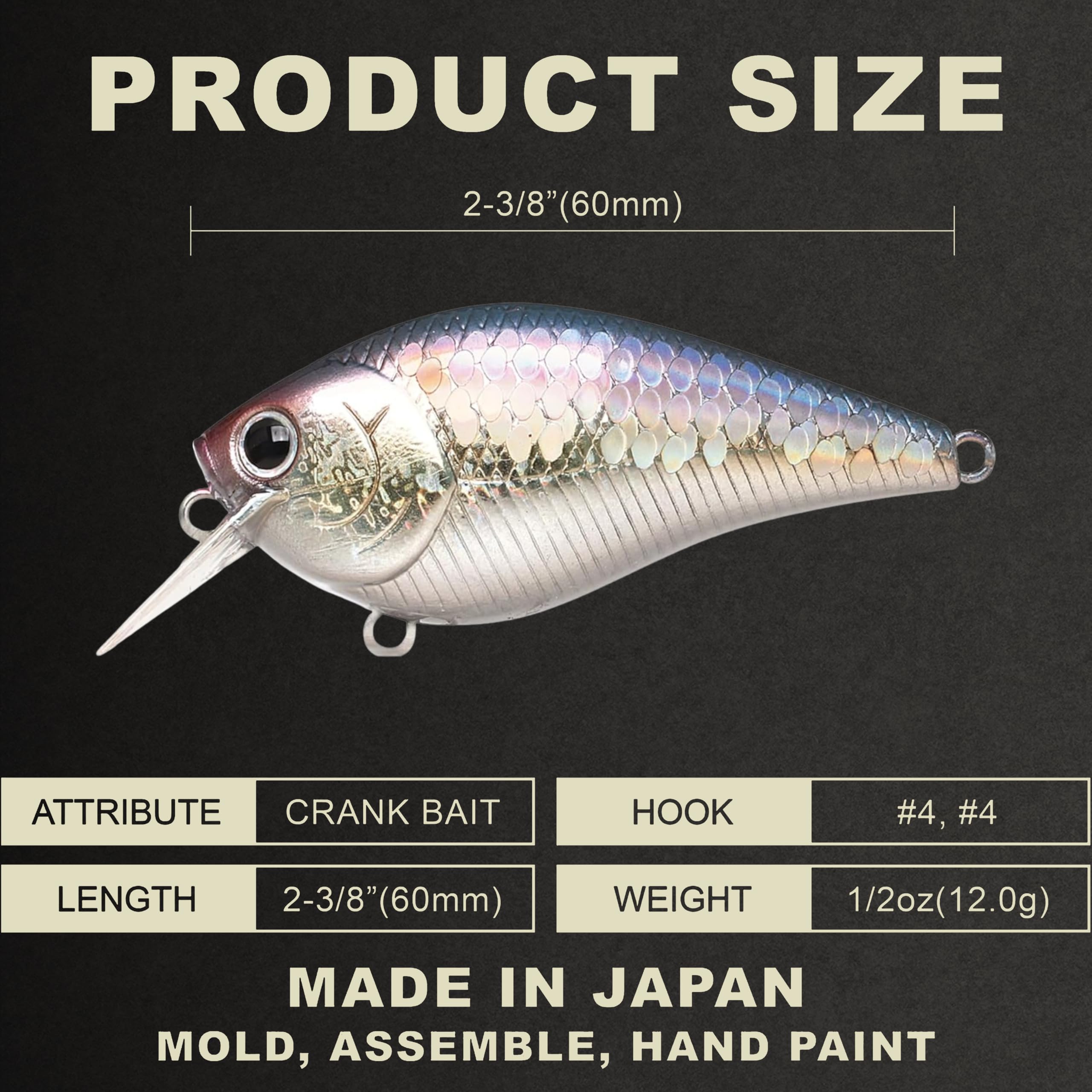Lucky Craft LC 1.5 side profile with lifelike finish for realistic baitfish action