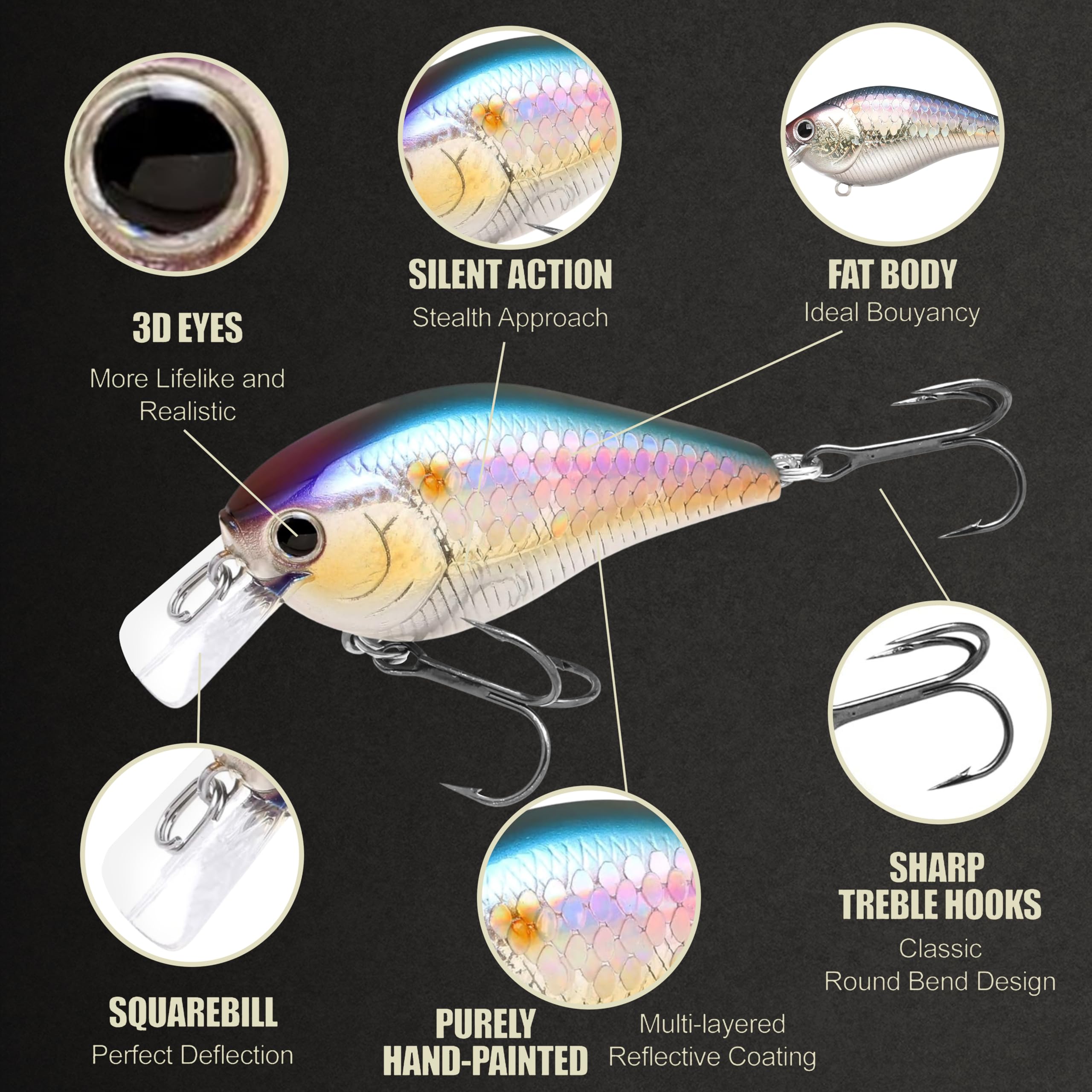 Lucky Craft LC 1.5 treble-hooks closeup highlighting sharp hardware