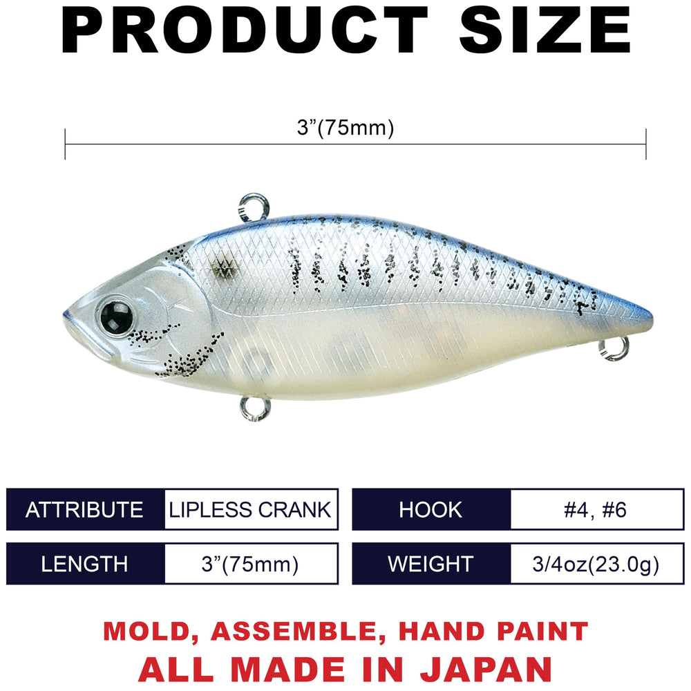 Lucky Craft LV-500 Max live striped shad lure, realistic baitfish imitation for freshwater fishing.