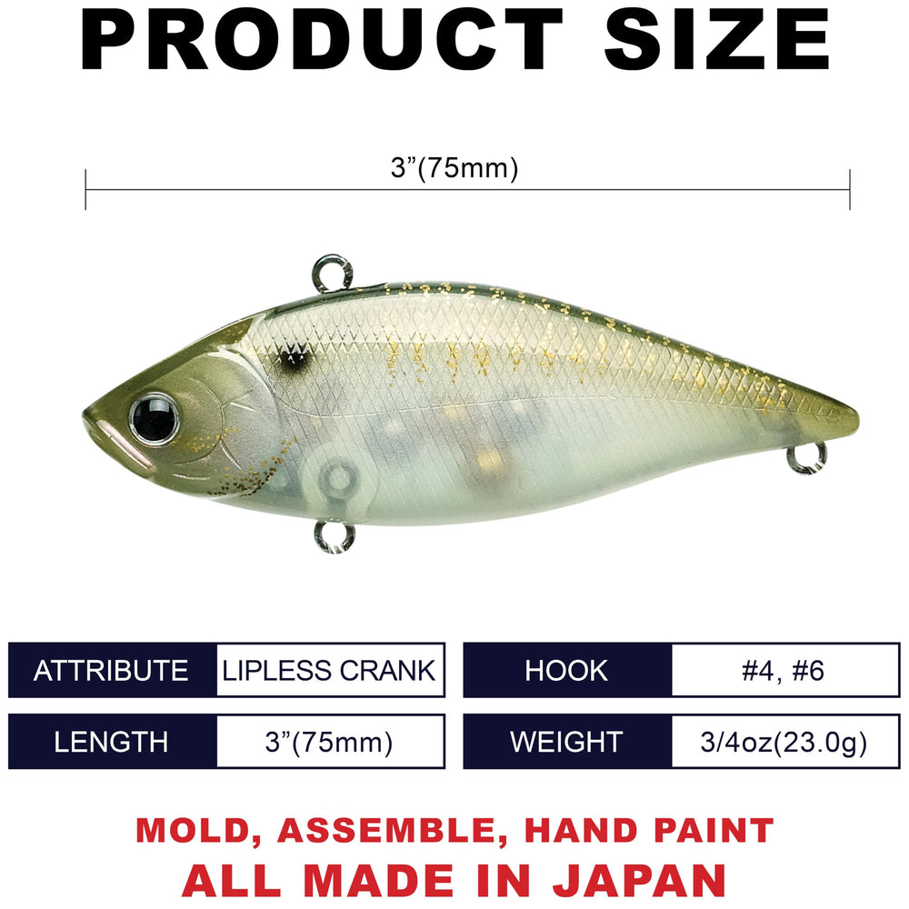 Lucky Craft LV-500 MAX forward-weighted design enables longer, more accurate casts.