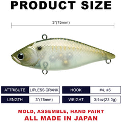 Lucky Craft LV-500 MAX forward-weighted design enables longer, more accurate casts.