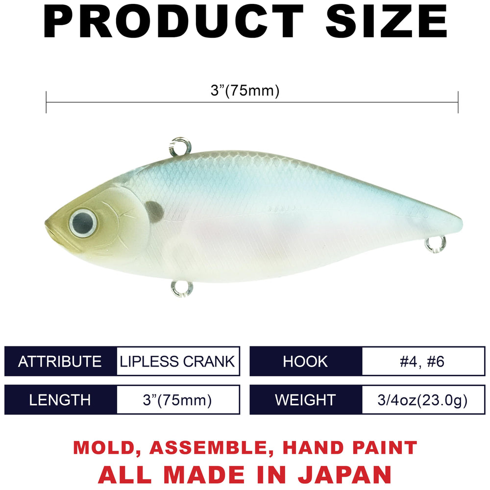 LUCKY CRAFT LV-500 MAX ghost minnow side profile with forward-weighted build for long casting