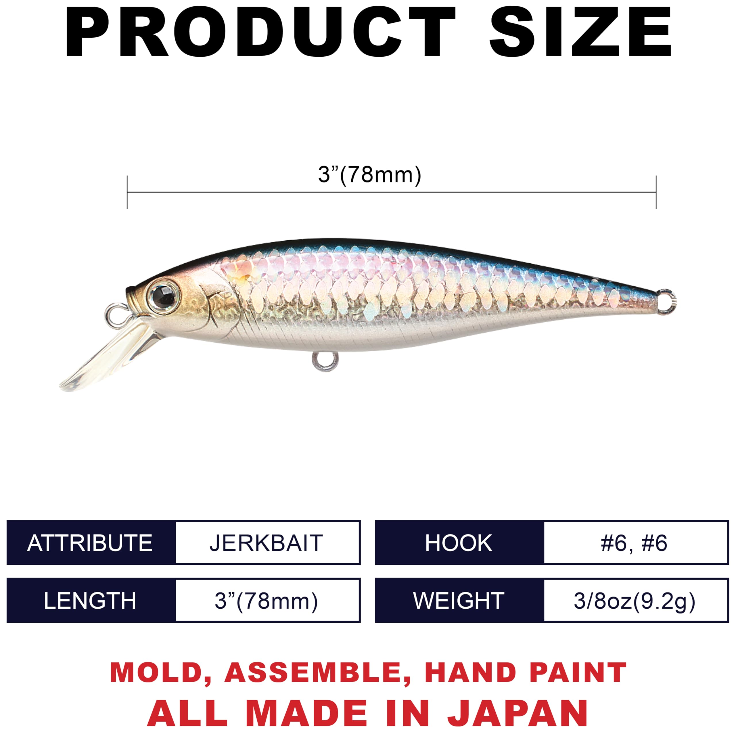 Lucky Craft Pointer 78-270 MS treble hooks boost bite opportunities for bass and trout.